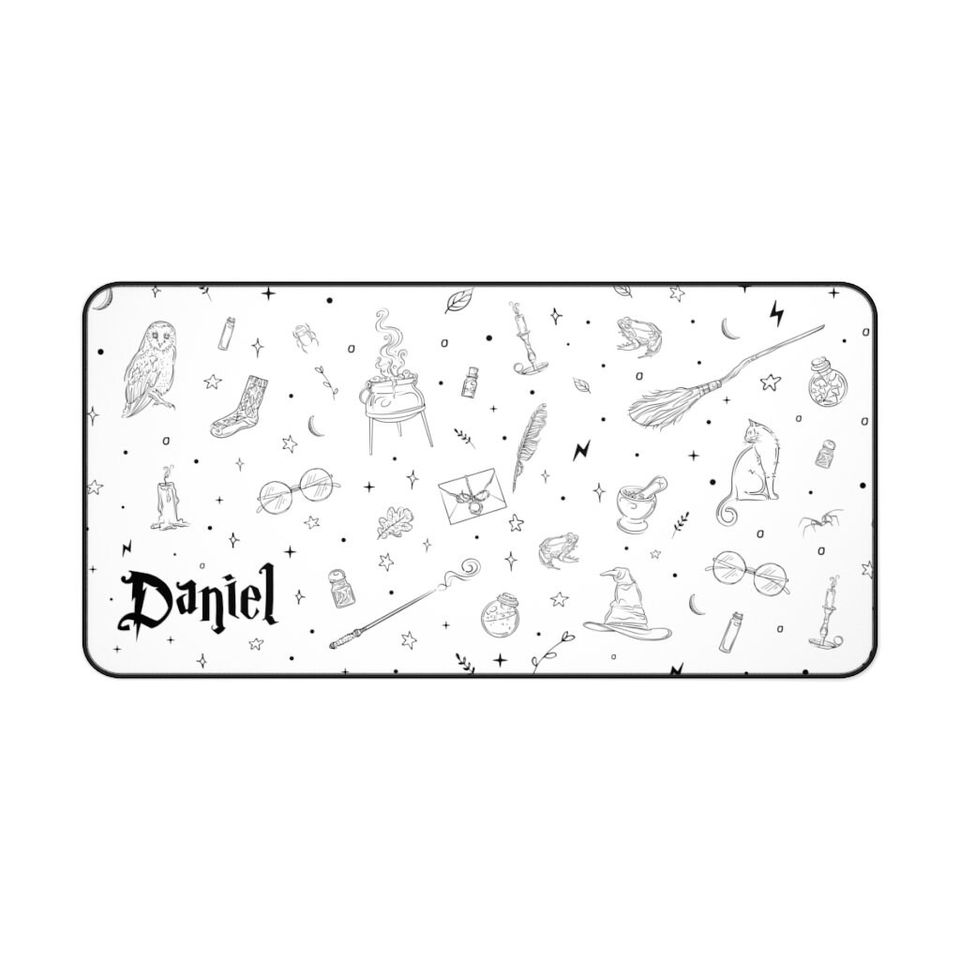 Customizable Wizard Name, Gamer Set up, Witchy Harry Potter Theme Design Desk Mat