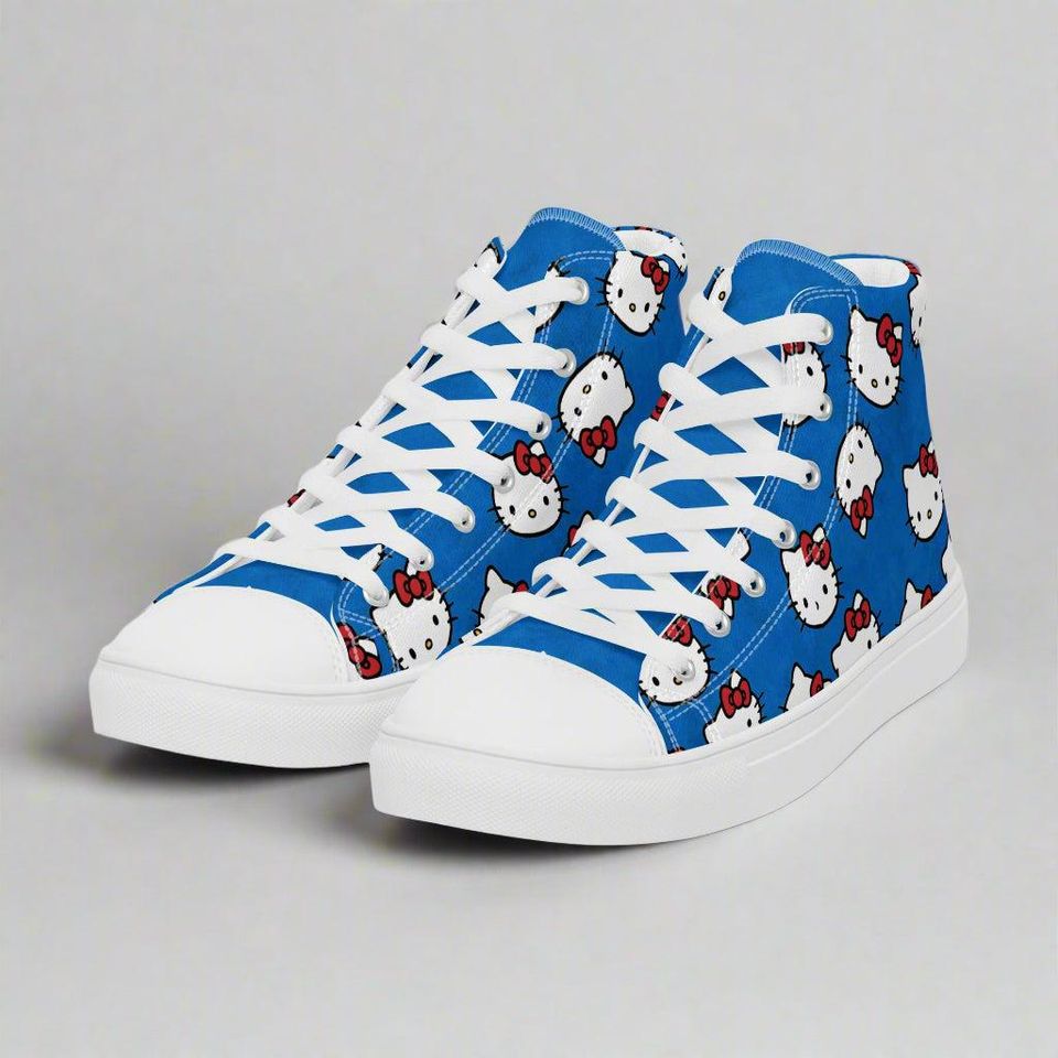 Hello Kitty Cat | Women & Girls High Top Sneakers | Blue Variant