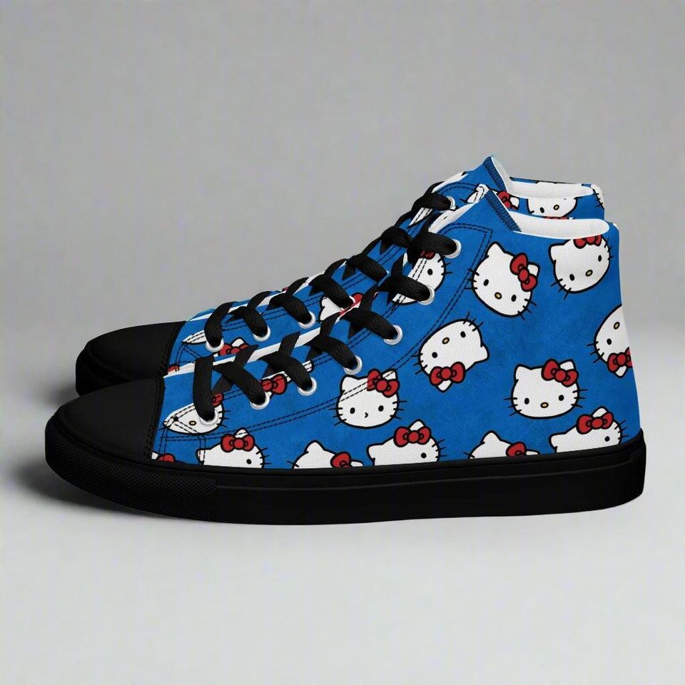Hello Kitty Cat | Women & Girls High Top Sneakers | Blue Variant