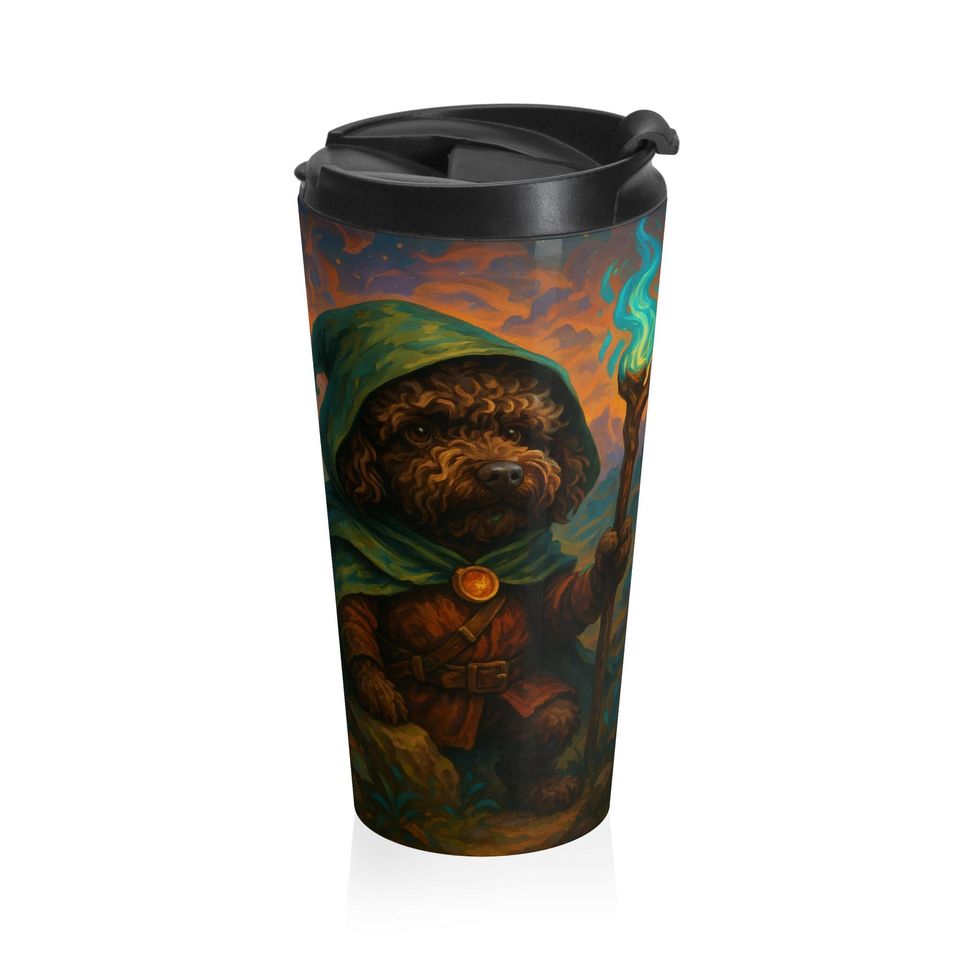 Whimsical Wizard Lagotto Stainless Steel Mug