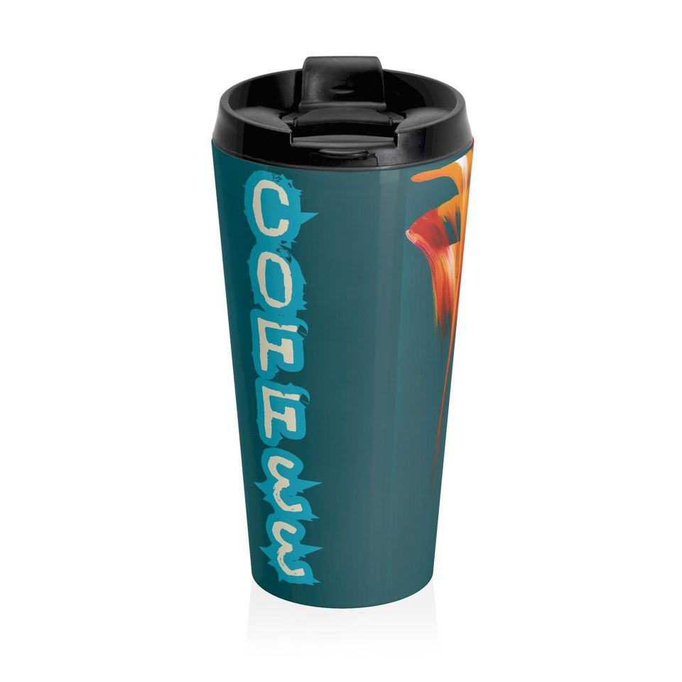 Vibrant Flame Petals Travel Mug Original Artwork by Eagle Gal
