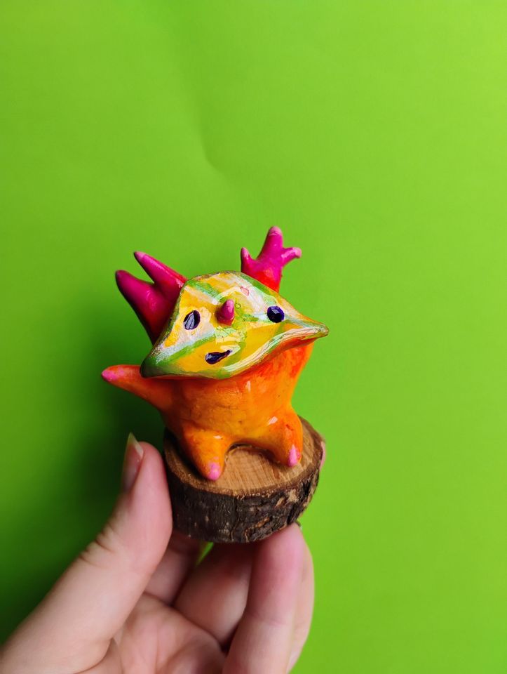 Tropical Rain Forest Tree Spirit statues - video game inspired art figurines - bright and colourful desktop puddle pals - rainy day lover