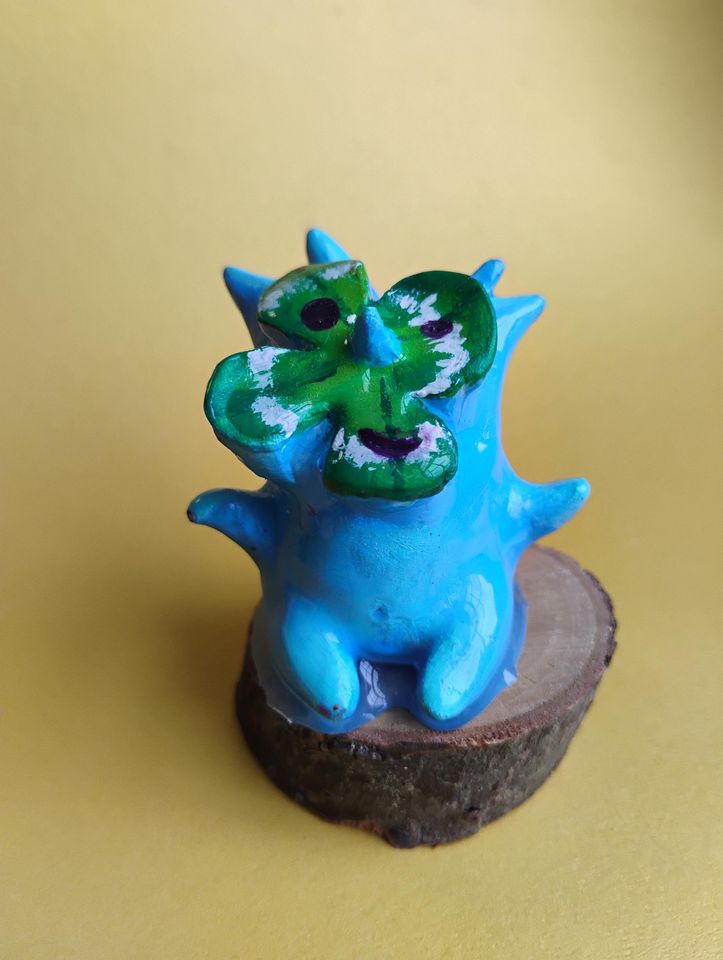 Tropical Rain Forest Tree Spirit statues - video game inspired art figurines - bright and colourful desktop puddle pals - rainy day lover