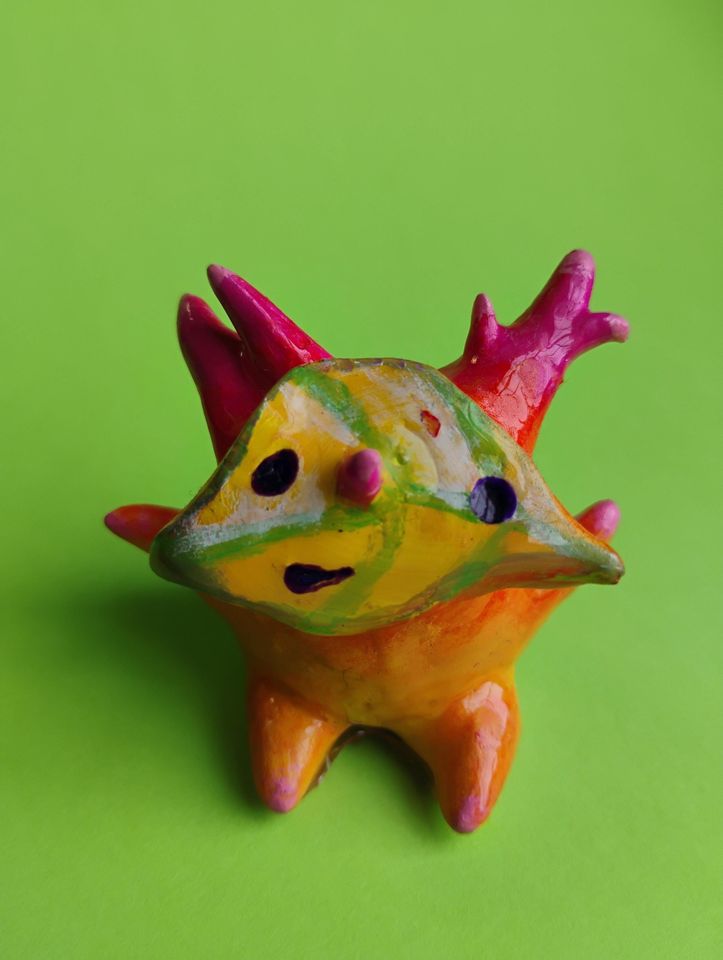 Tropical Rain Forest Tree Spirit statues - video game inspired art figurines - bright and colourful desktop puddle pals - rainy day lover