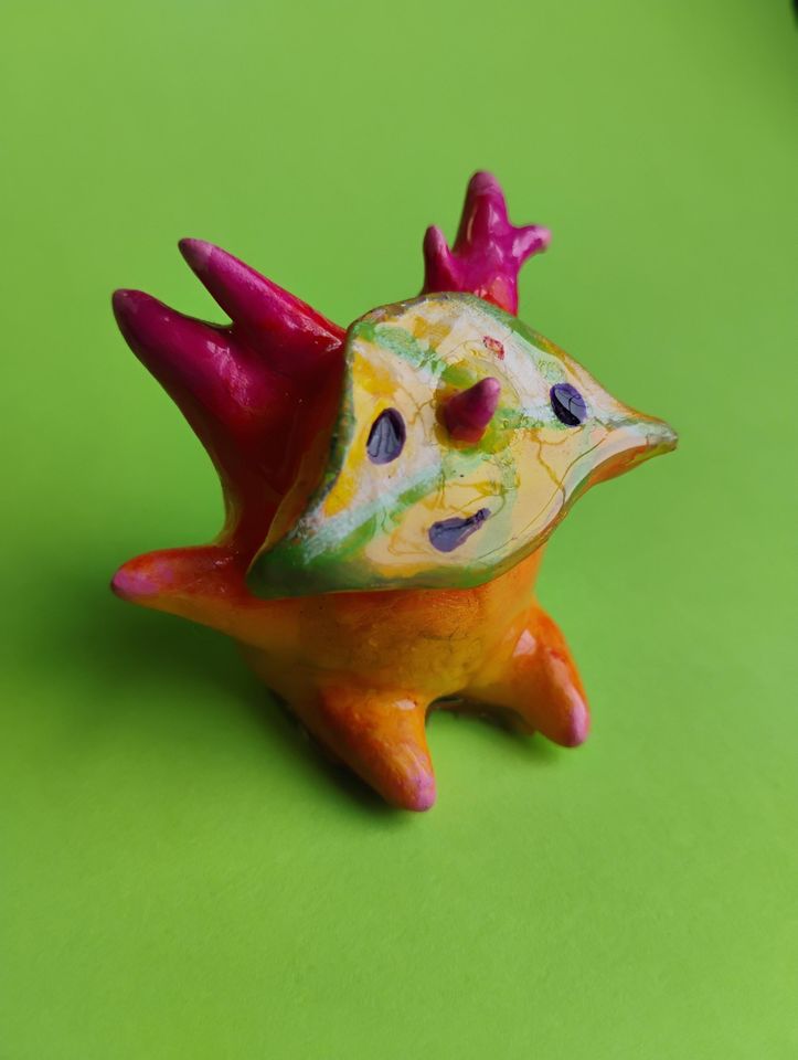 Tropical Rain Forest Tree Spirit statues - video game inspired art figurines - bright and colourful desktop puddle pals - rainy day lover
