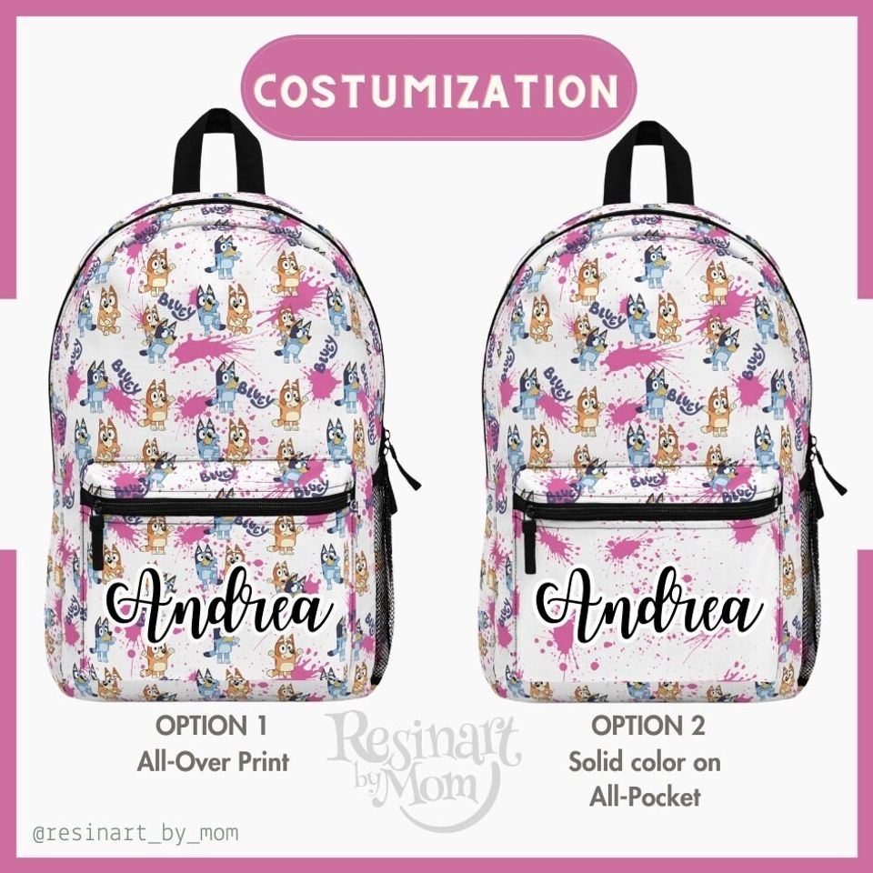 Blue Dog Backpack, Pink Backpack for kids, Disney Backpack, Disney Bag, Disney School Bag, Customizable Backpack, Kids Backpack