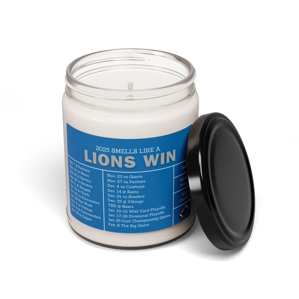Detroit Lions 2025 Football Schedule Candle | Father's Day Present, Gift for Him, Sports Candle, Lucky Gameday Candle