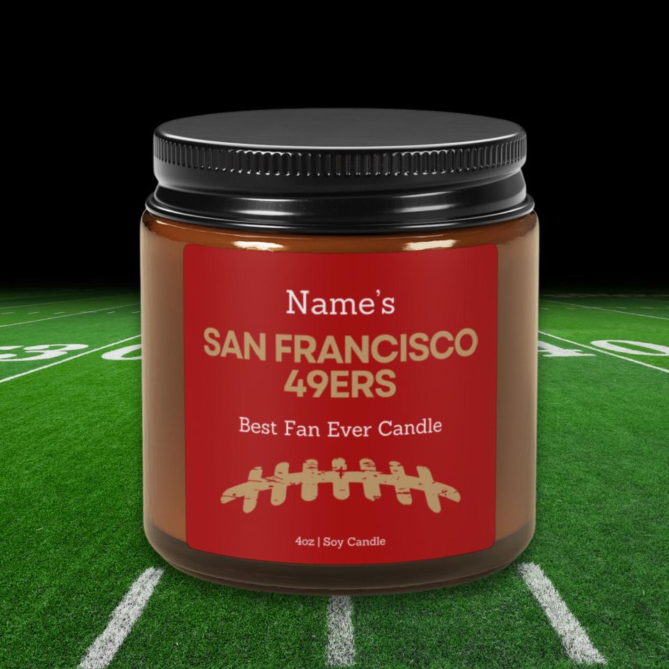 San Francisco 49ers Personalized Candle: Football Fan Gift