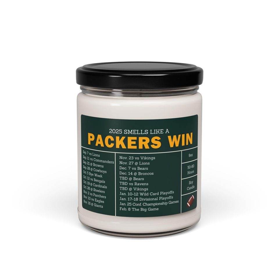 Green Bay Packers 2025 Schedule Candle: Football Fan Gift