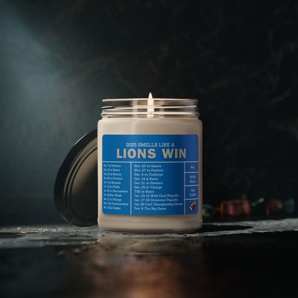 Detroit Lions 2025 Football Schedule Candle | Father's Day Present, Gift for Him, Sports Candle, Lucky Gameday Candle