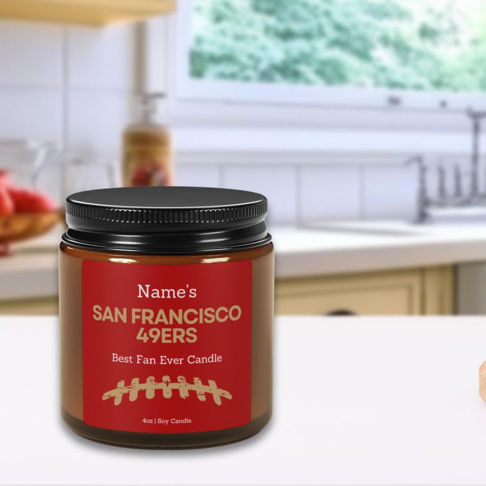 San Francisco 49ers Personalized Candle: Football Fan Gift