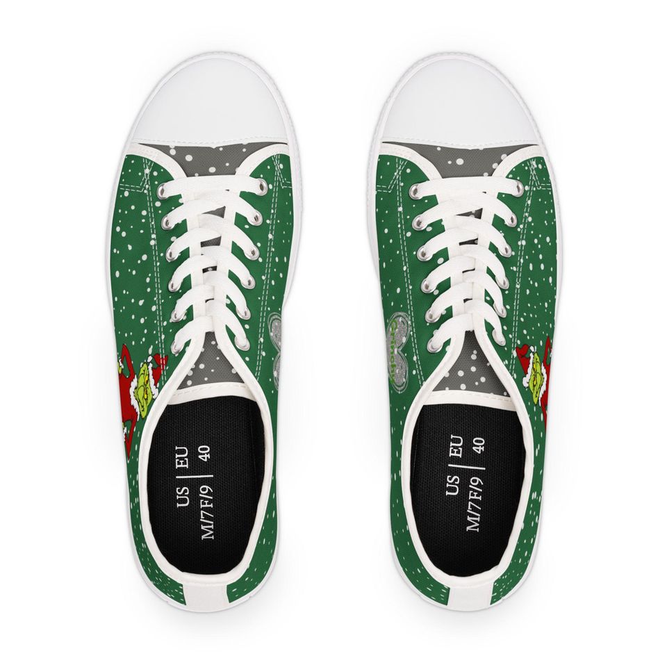 funny character Christmas Sneakers: Women's Holiday Low Top Shoes