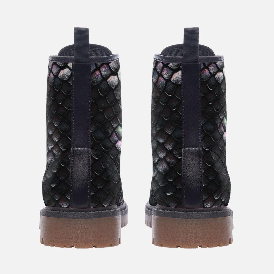 Iridescent Snakeskin Pattern Leather Boots