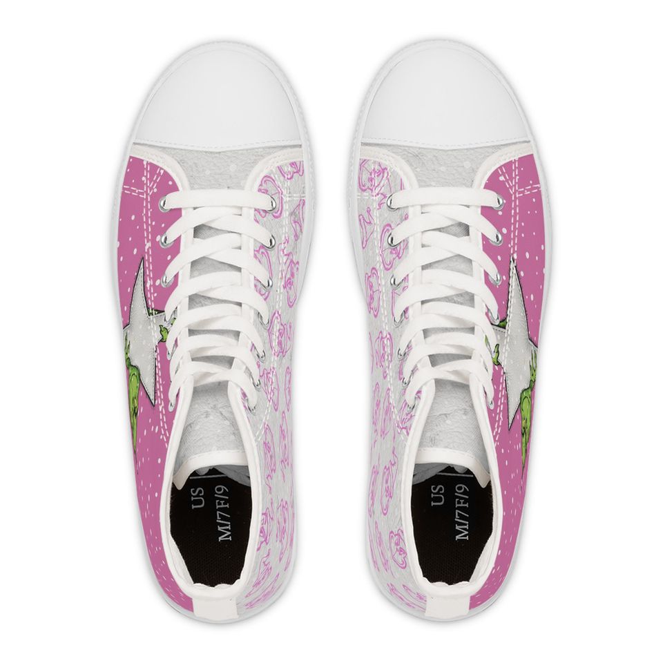funny character Women's High Top Pink Sneakers