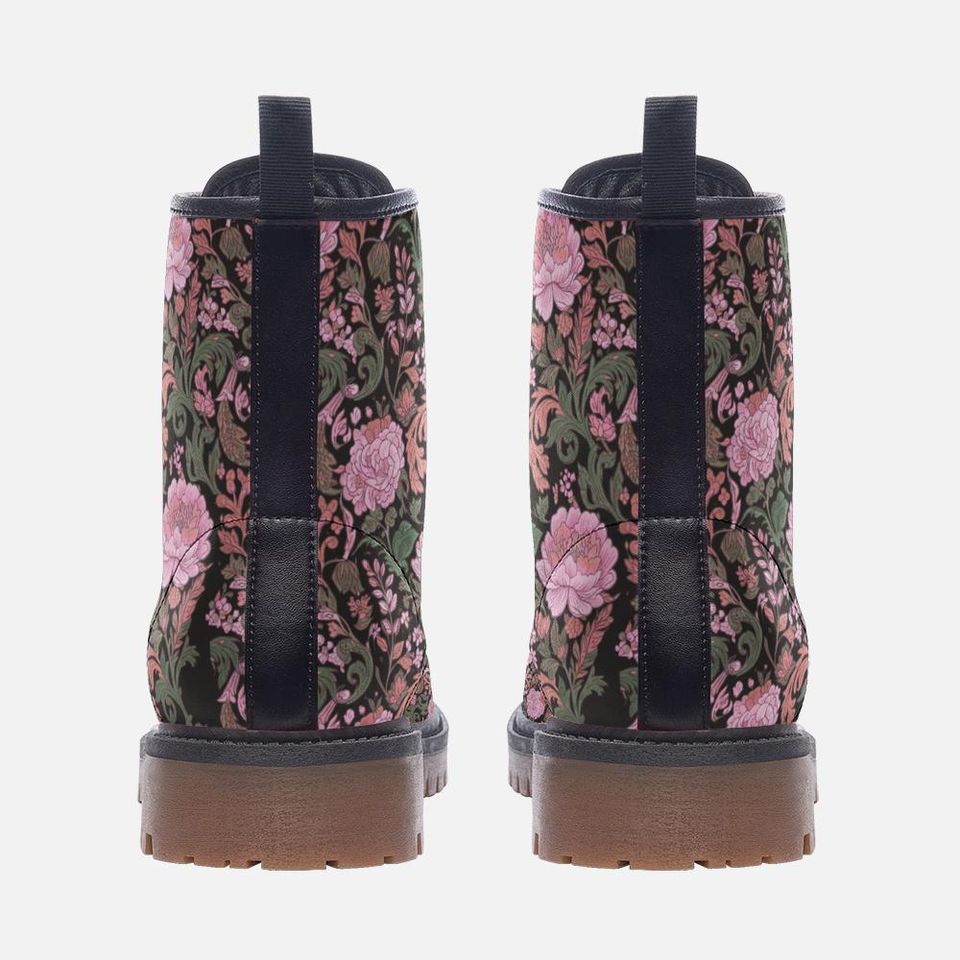 Vintage Bohemian Floral Print Vegan Leather Boots