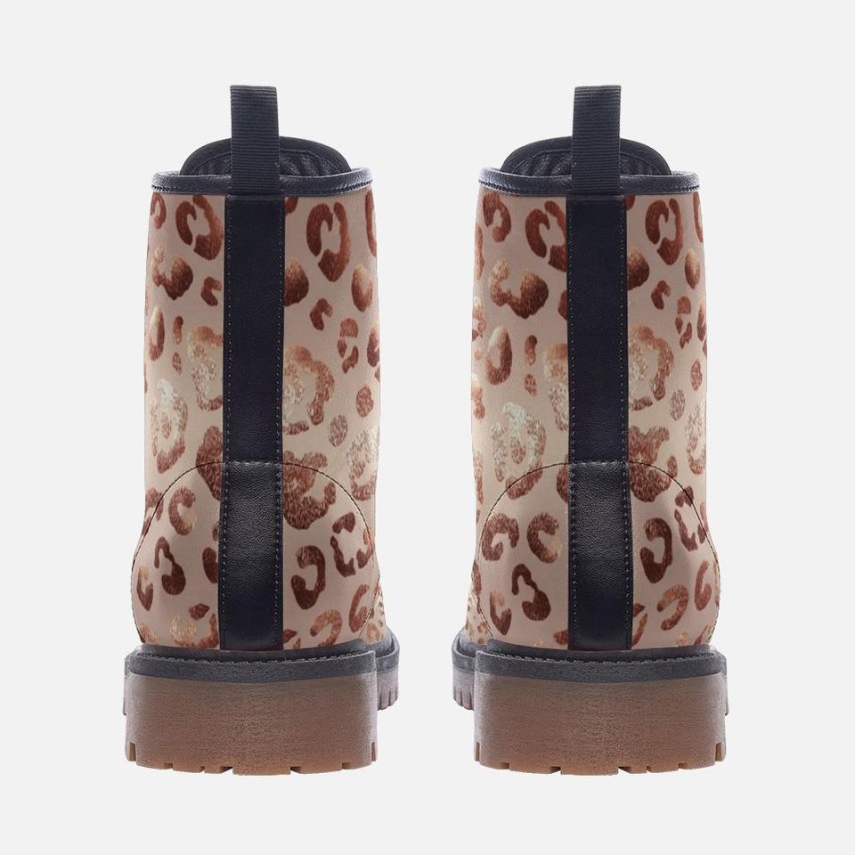 Rose Gold Leopard Print Leather Boots