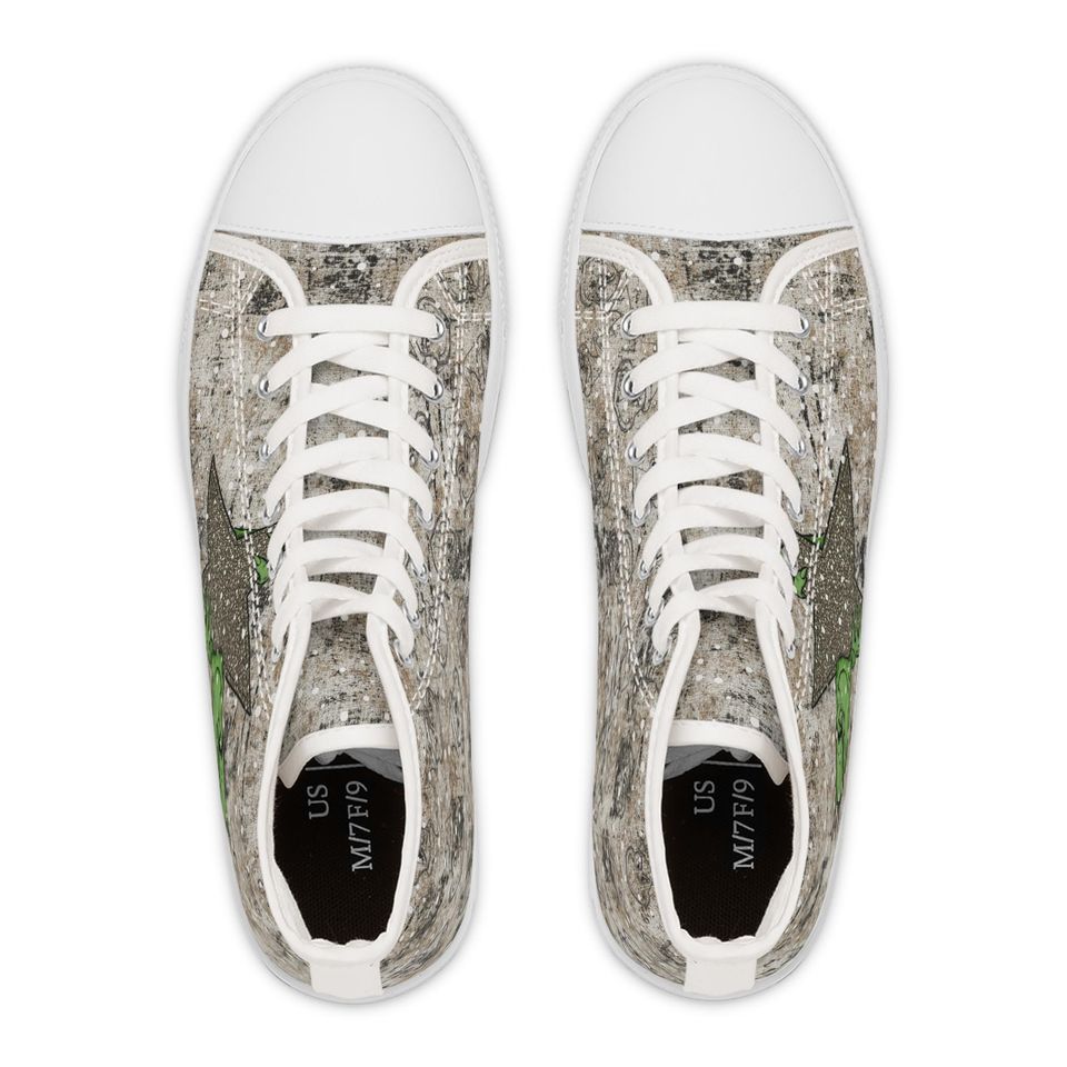 funny character Distressed Women's High Top Sneakers