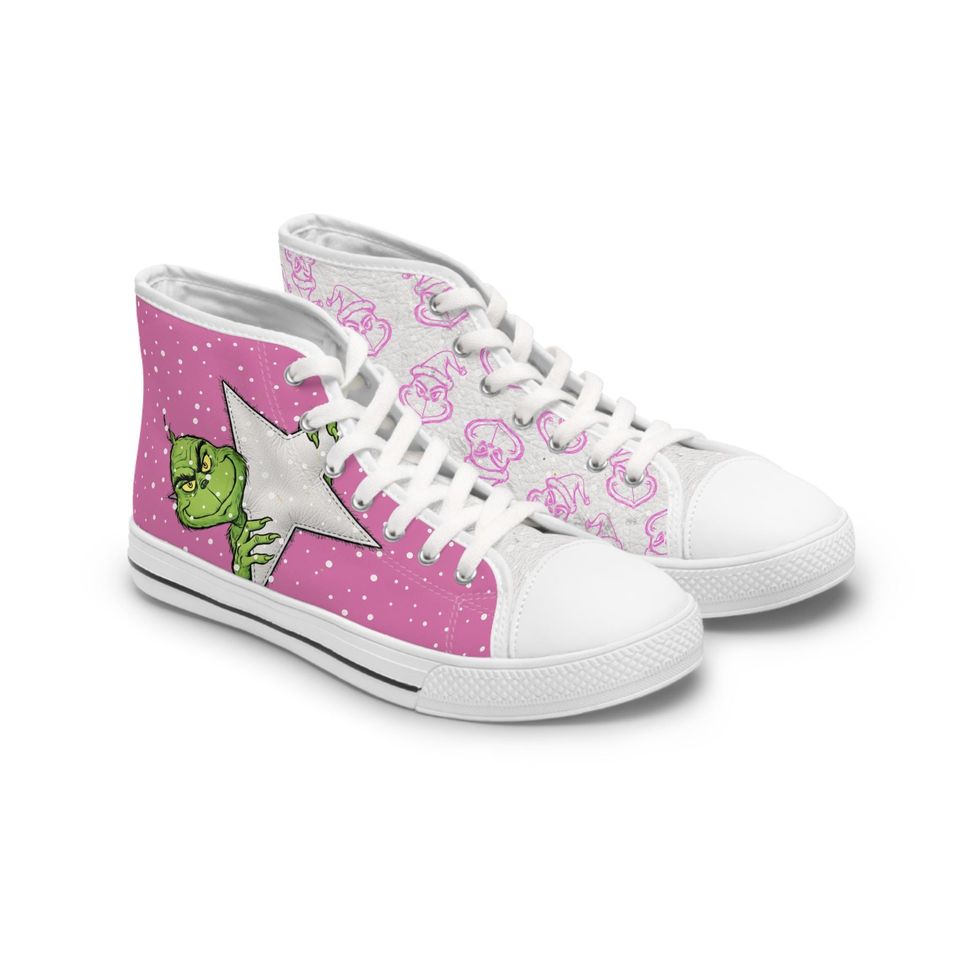 funny character Women's High Top Pink Sneakers