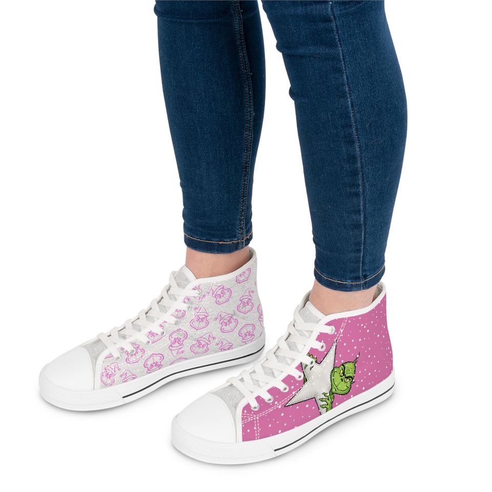 funny character Women's High Top Pink Sneakers