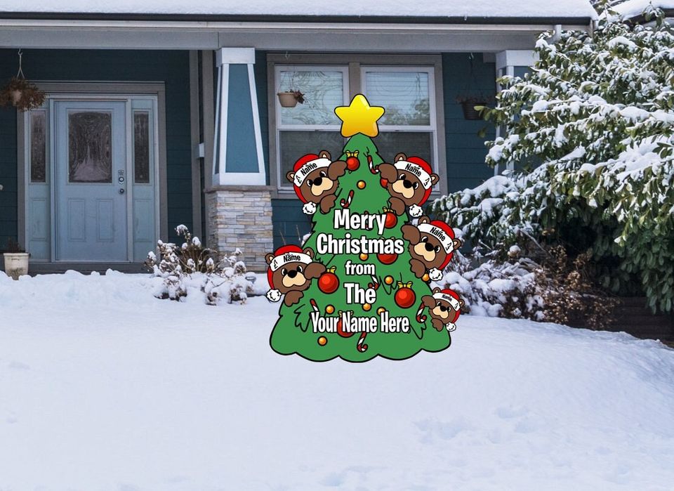 Custom Christmas Bears Yard Sign
