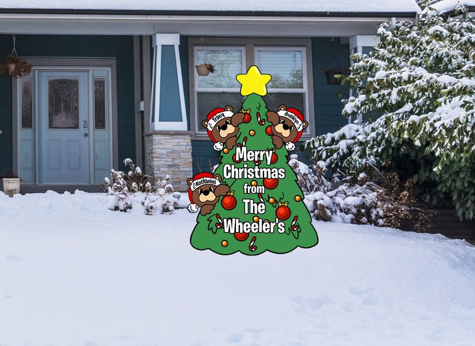 Custom Christmas Bears Yard Sign