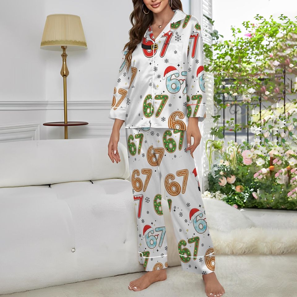 Six Seven Meme Christmas Contrast Pajamas Set