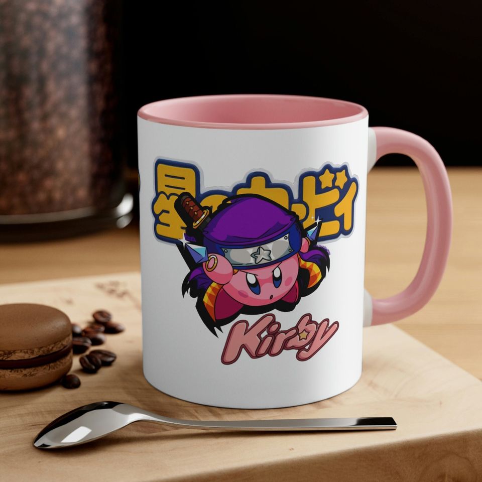 Ninja Kirby Mug 11oz, Retro Gaming Kitchen & Dining, Gift for Gamer, NES Themed