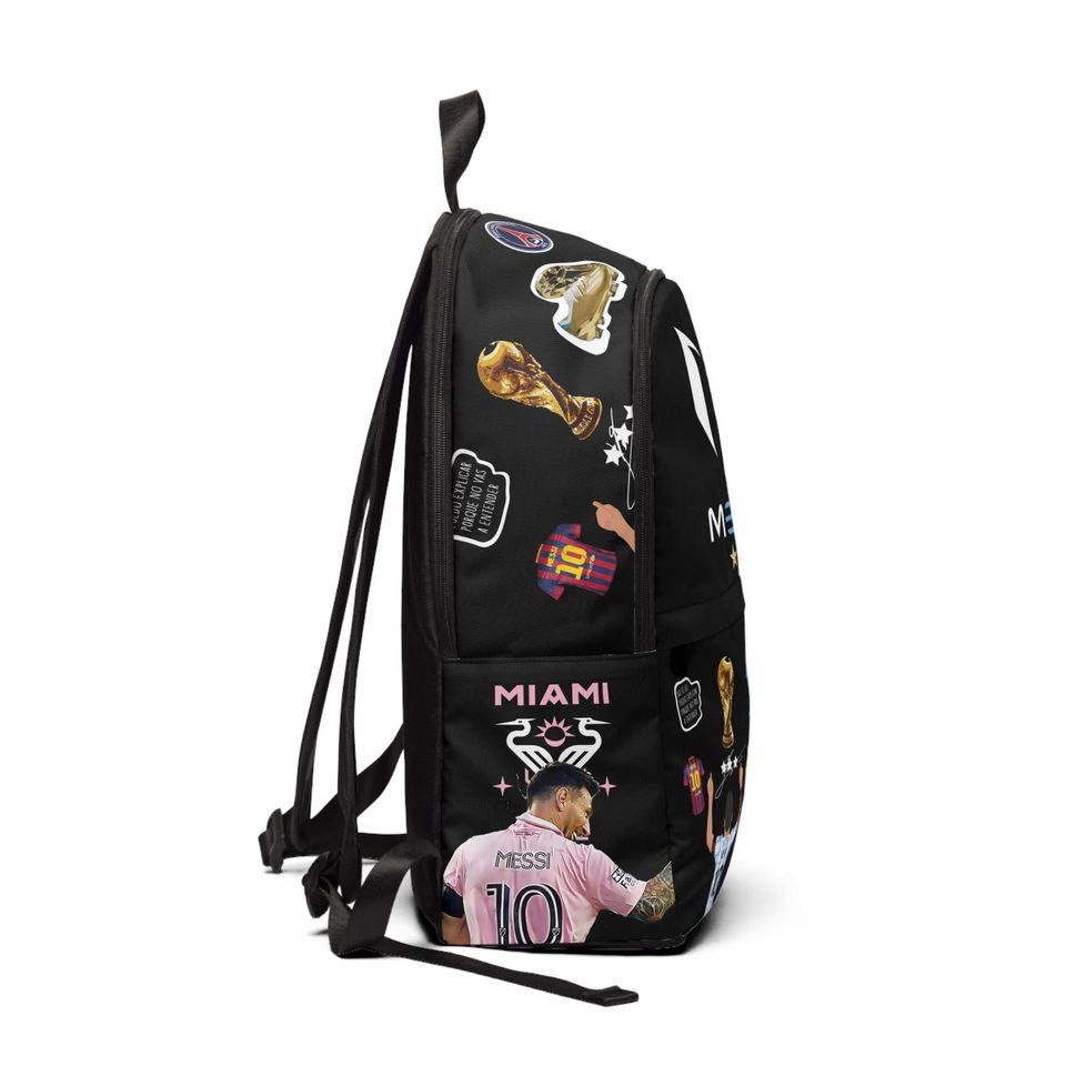 Messi School Backpack Black, Soccer Backpack, Soccer Fan Gift, Travel Pack