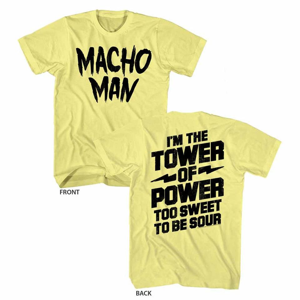 Macho Man Tower Yellow Heather Double Sided T-Shirt