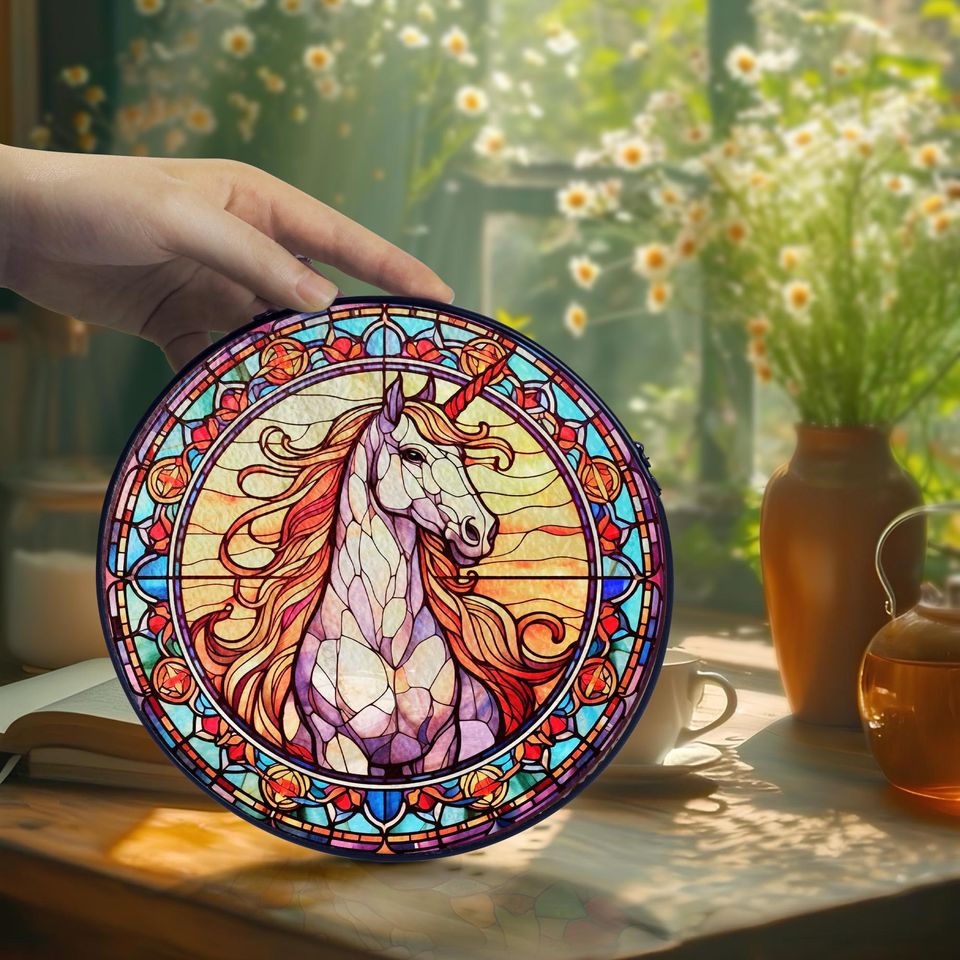 Stained Glass Horse Suncatcher Horse Ranch Window Hanging Farm Decor Horse Racing Gift