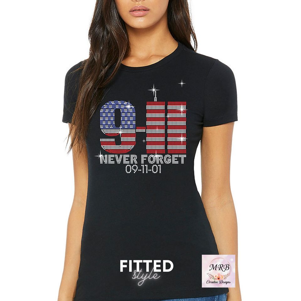 9-11 Rhinestone Shirt | Twin Towers Shirt