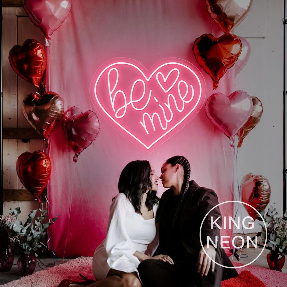 Be Mine Heart LED Neon Sign, Valentine's Day Party Decor