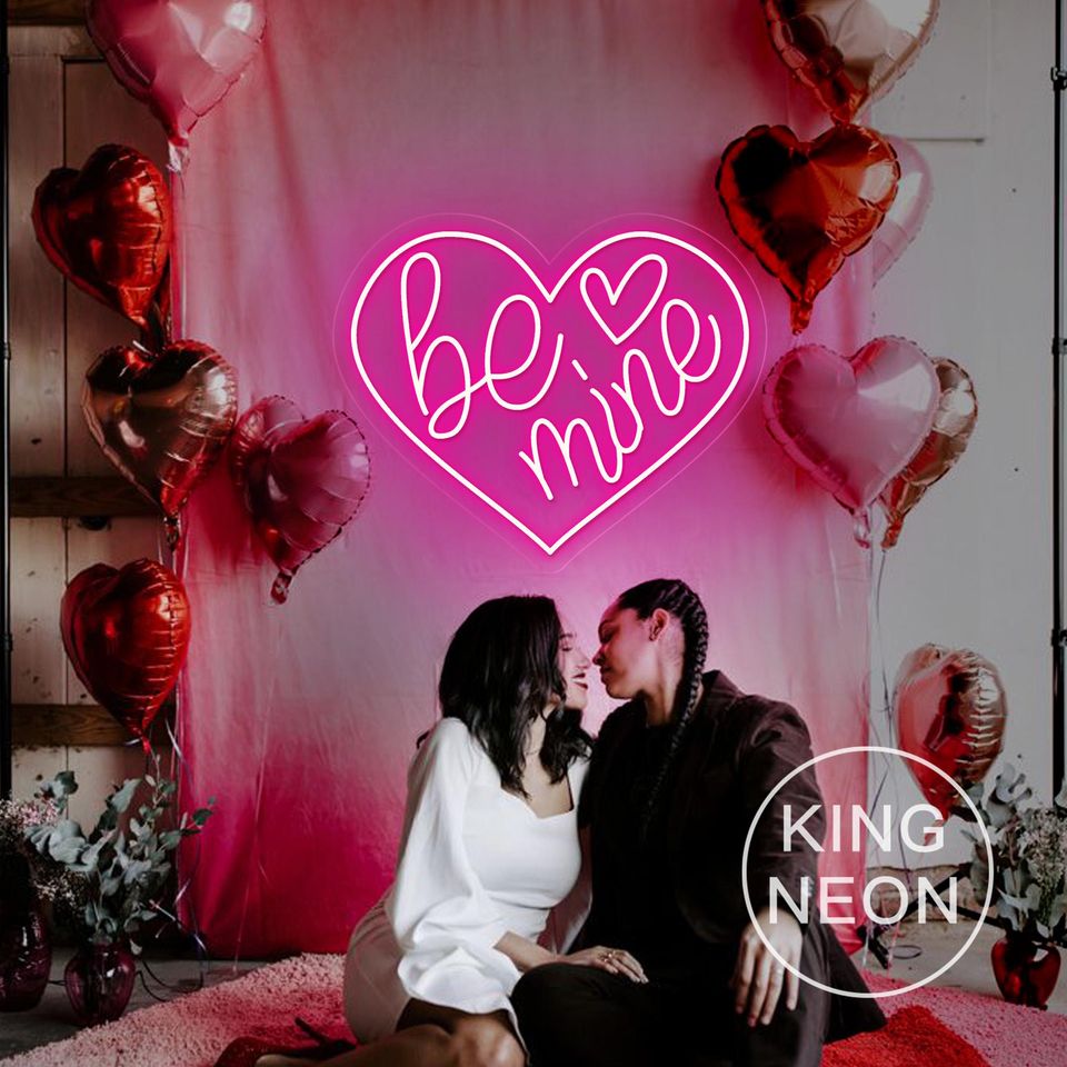 Be Mine Heart LED Neon Sign, Valentine's Day Party Decor