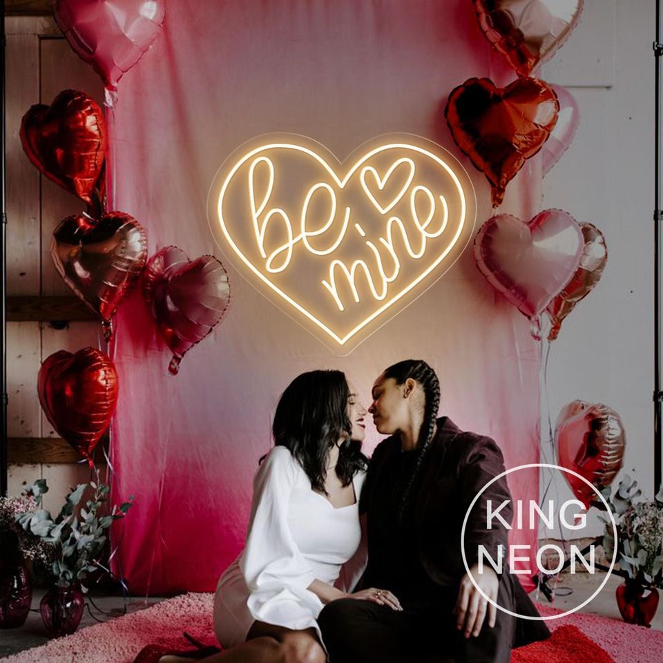 Be Mine Heart LED Neon Sign, Valentine's Day Party Decor