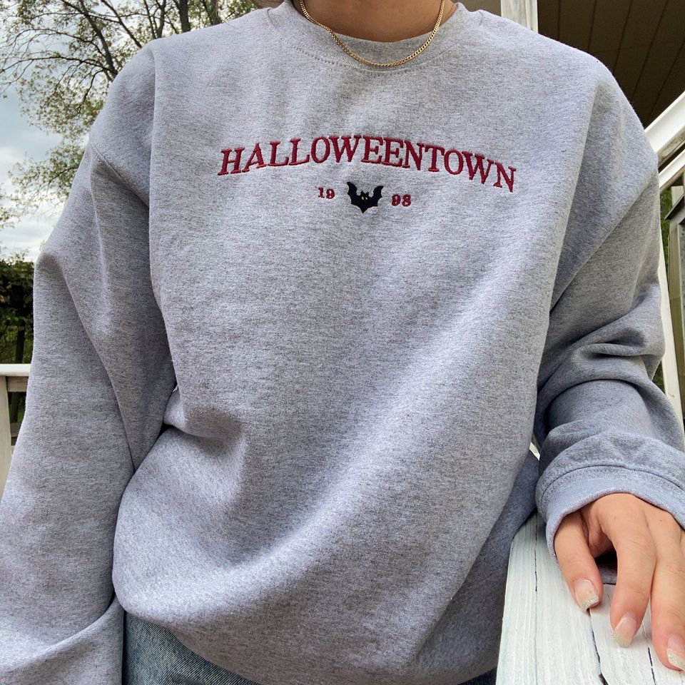 Halloweentown Sweatshirt, embroidered halloween party crewneck
