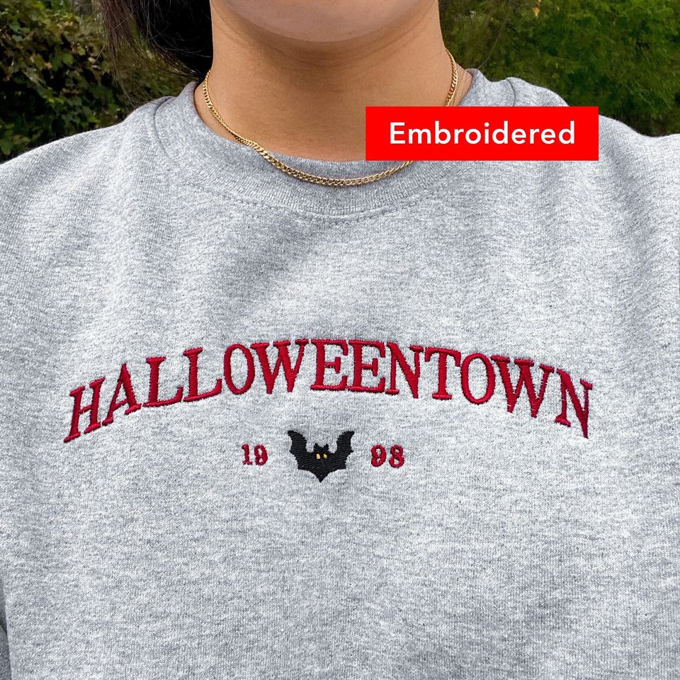 Halloweentown Sweatshirt, embroidered halloween party crewneck