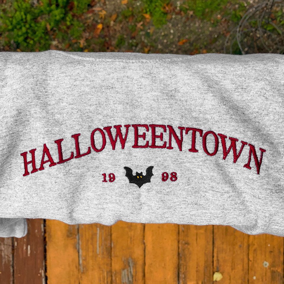 Halloweentown Sweatshirt, embroidered halloween party crewneck