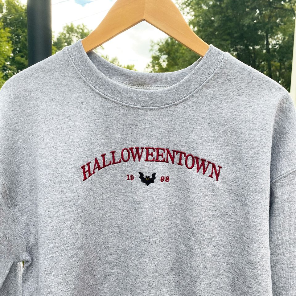 Halloweentown Sweatshirt, embroidered halloween party crewneck