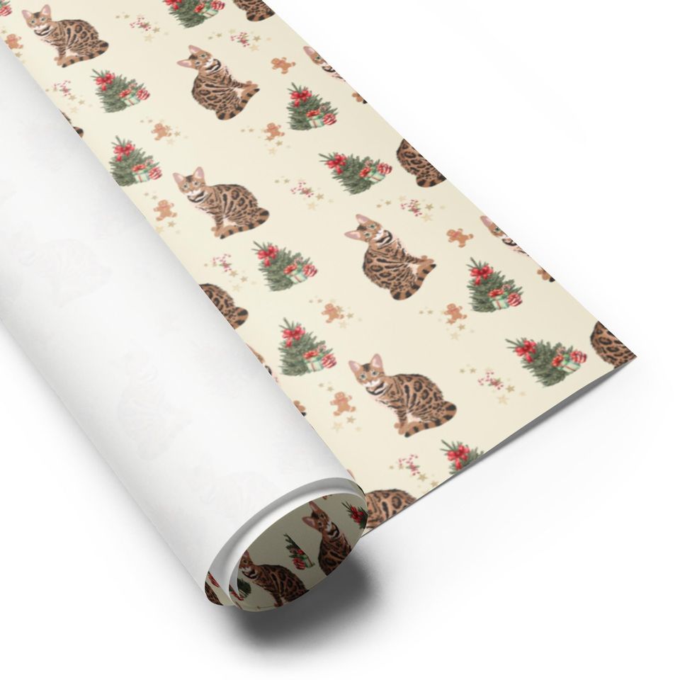 Bengal Cat Christmas Wrapping Paper Sheets: 3 | Cat Gift Wrap