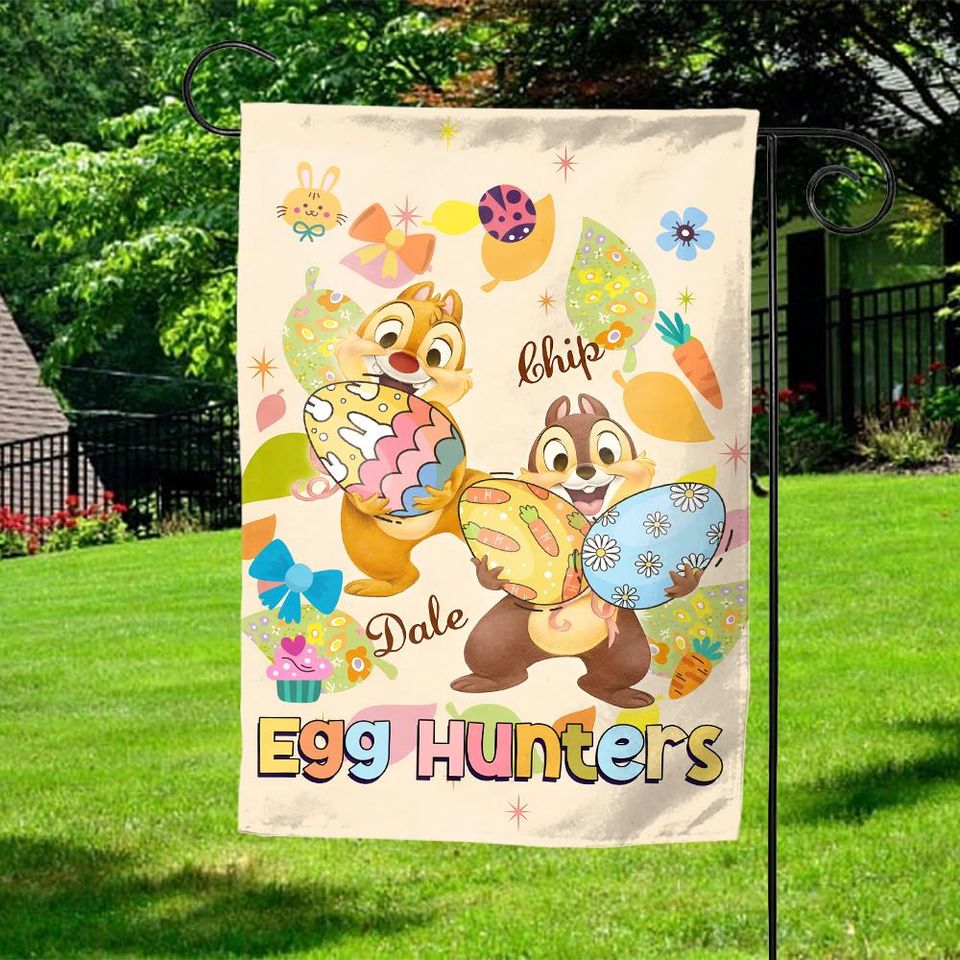 Easter Garden Flag,Chip and Dale Carrying Easter Eggs Design