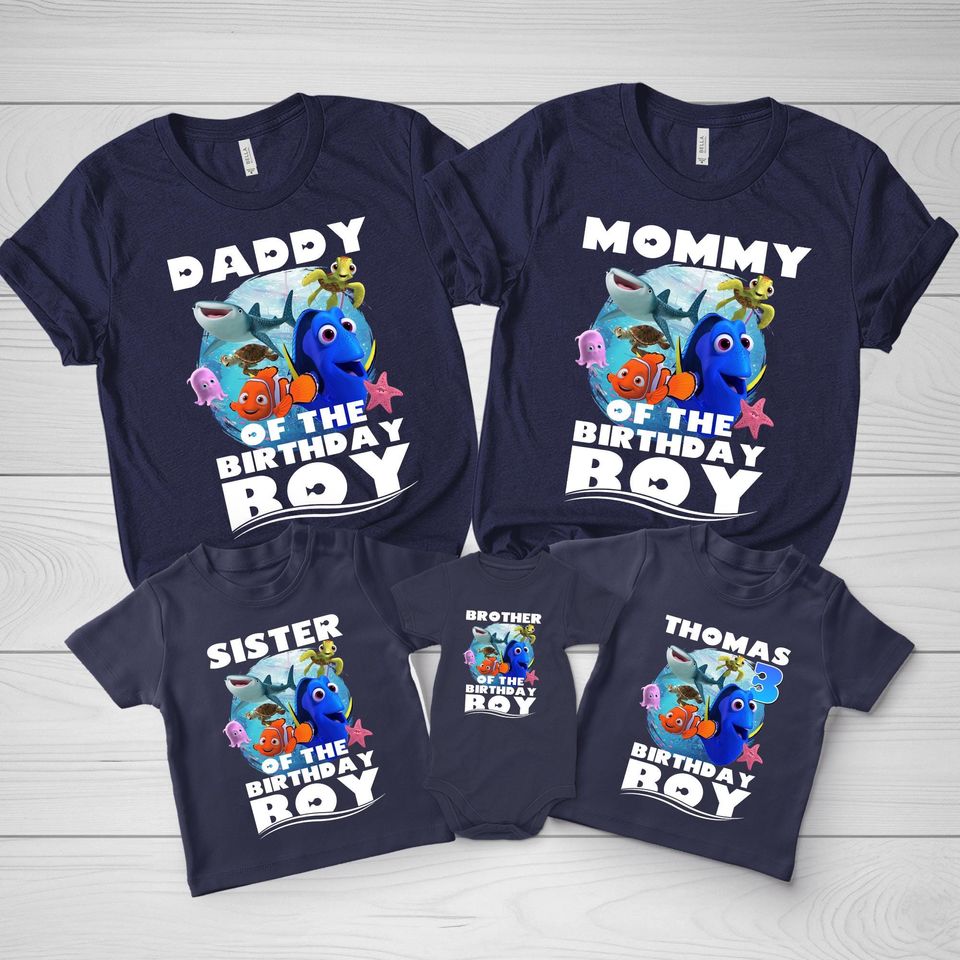 Finding Nemo Birthday Shirt, Finding Nemo T-Shirt, Finding Nemo Family Birthday Shirt, 1st Birthday Gift, Personalized Family Matching Shirt