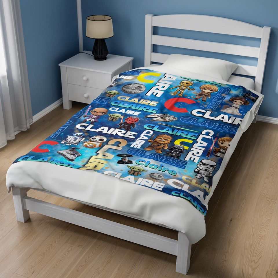 Personalized Name Star Wars Blanket, Disney Star Wars Characters Blanket, Birthday Gift