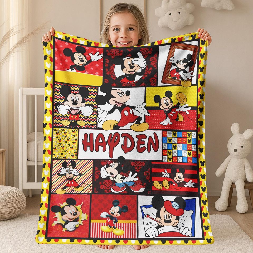 Personalized Mickey Mouse Blanket Mickey Blanket Mickey Mouse Birthday Gifts