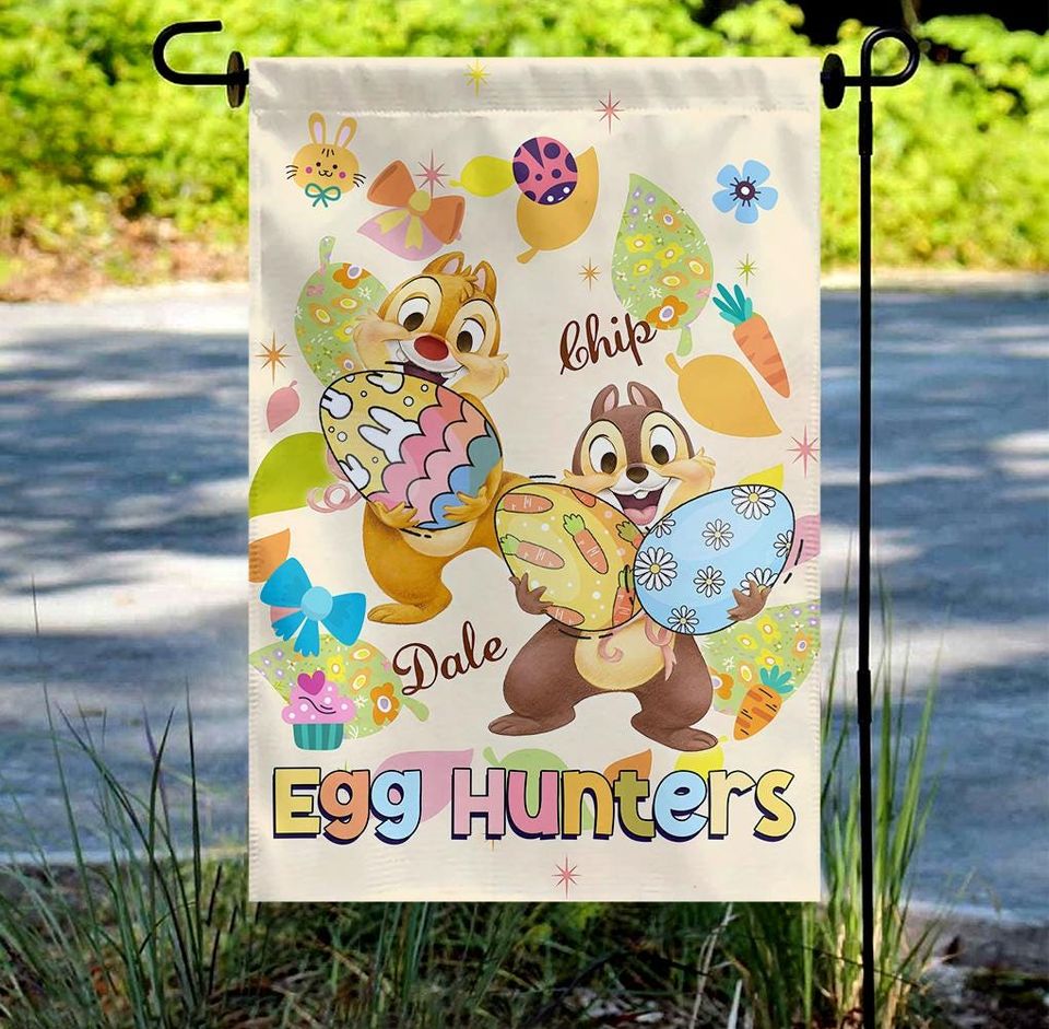 Easter Garden Flag,Chip and Dale Carrying Easter Eggs Design