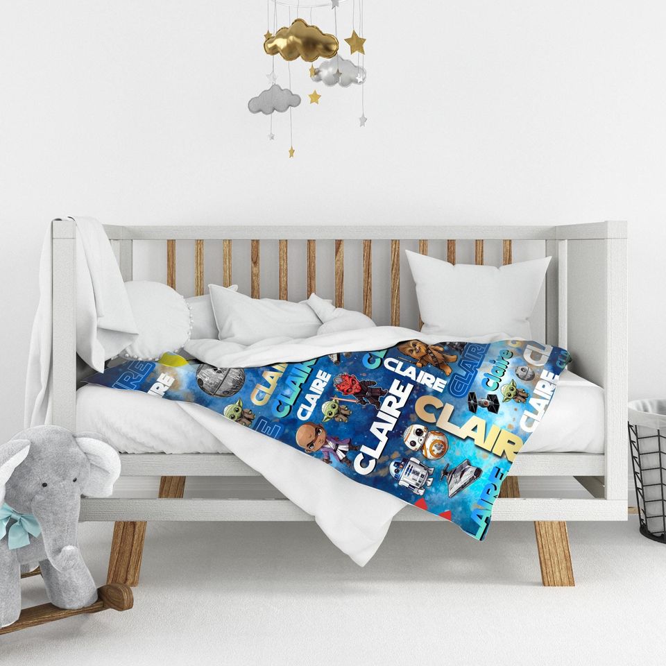 Personalized Name Star Wars Blanket, Disney Star Wars Characters Blanket, Birthday Gift