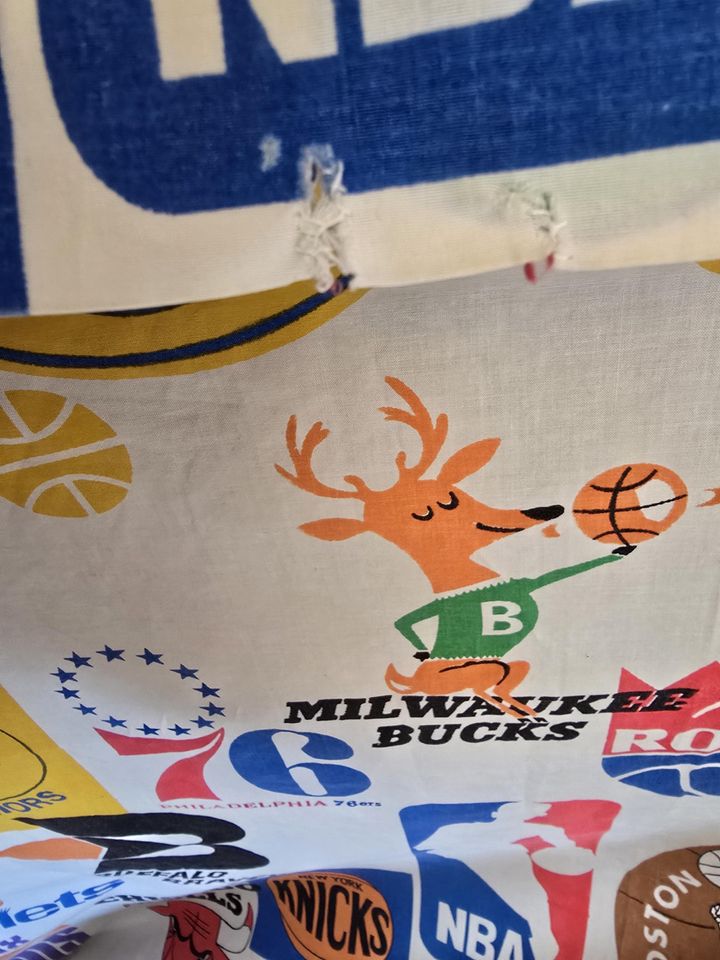 Vintage bibb nba basketball bedsheet 1970s