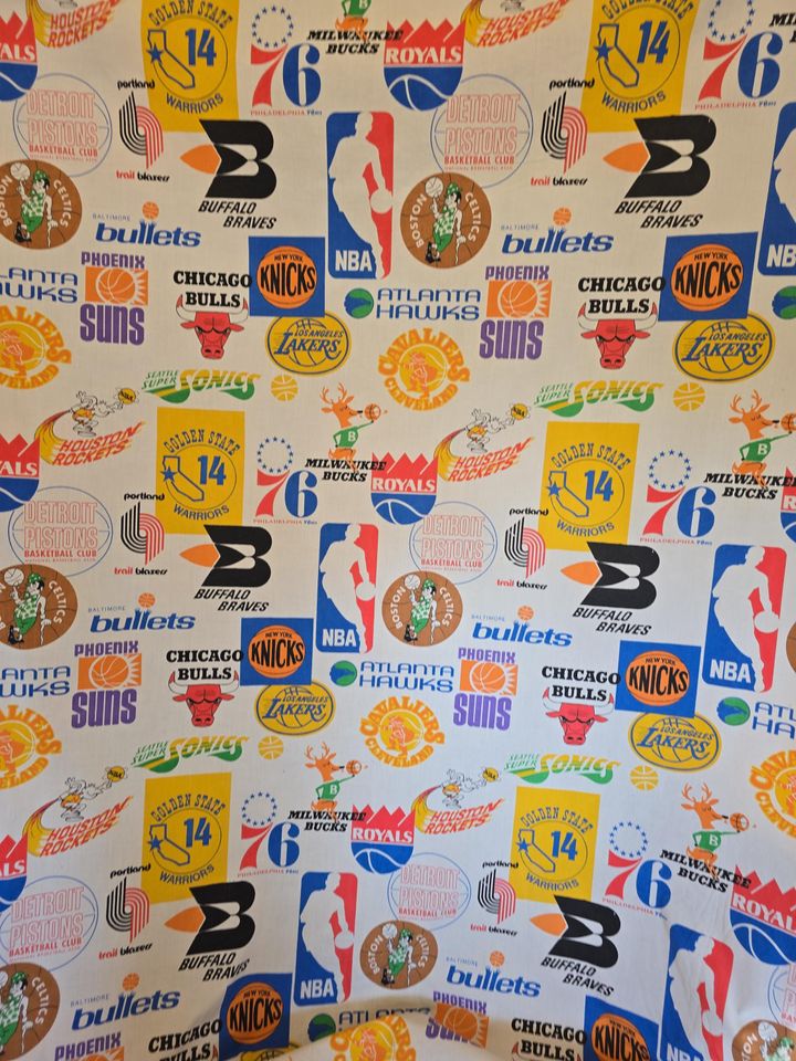 Vintage bibb nba basketball bedsheet 1970s