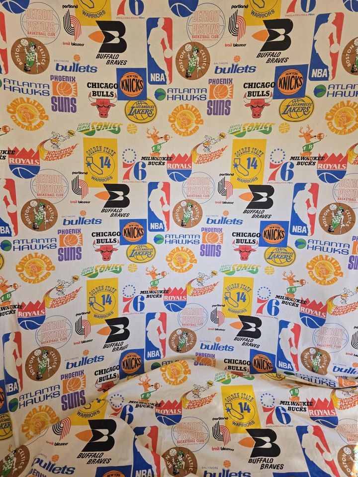 Vintage bibb nba basketball bedsheet 1970s