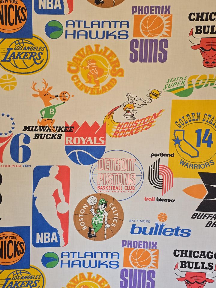 Vintage bibb nba basketball bedsheet 1970s