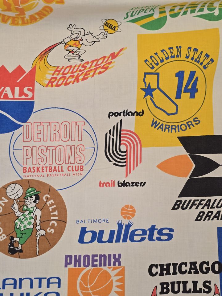 Vintage bibb nba basketball bedsheet 1970s